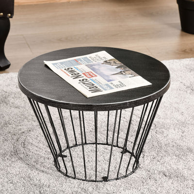 16" Steel Patio Side Table, Garden End Table with Hourglass Design, Accent Table for Outdoor and Indoor Use, Distressed