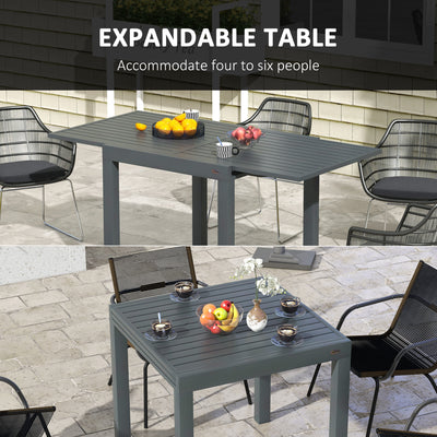 Expandable Patio Table, Outdoor Dining Table for 4-6 with Aluminum Frame for Garden, Lawn, Balcony Terrace