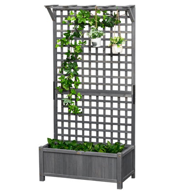 Wood Planter with Trellis for Vine Climbing, Raised Garden Bed, Privacy Screen for Backyard, Patio
