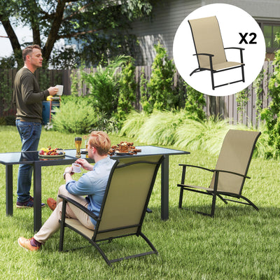 Set of 2 Outdoor Dining Chairs with High Back, Armrests, Folding Patio Chairs for Patio, Lawn, Camping