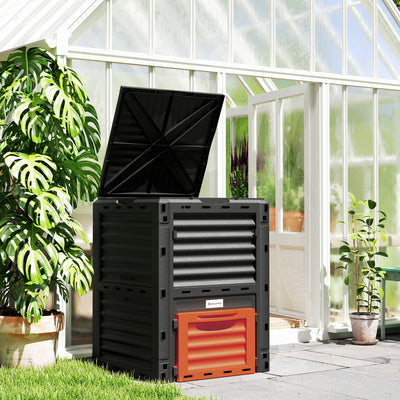 Garden Compost Bin 80 Gallon Outdoor Large Capacity Composter Fast Create Fertile Soil Aerating Box