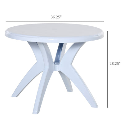 Patio Dining Table with Umbrella Hole Round Outdoor Bistro Table for Garden Lawn Backyard