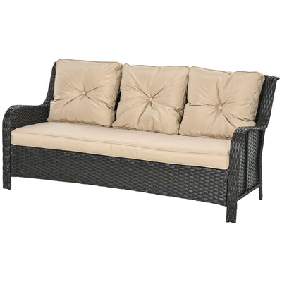 3-Seater Outdoor Sofa w/ 4" Thick Cushions, Outdoor Couch, Beige