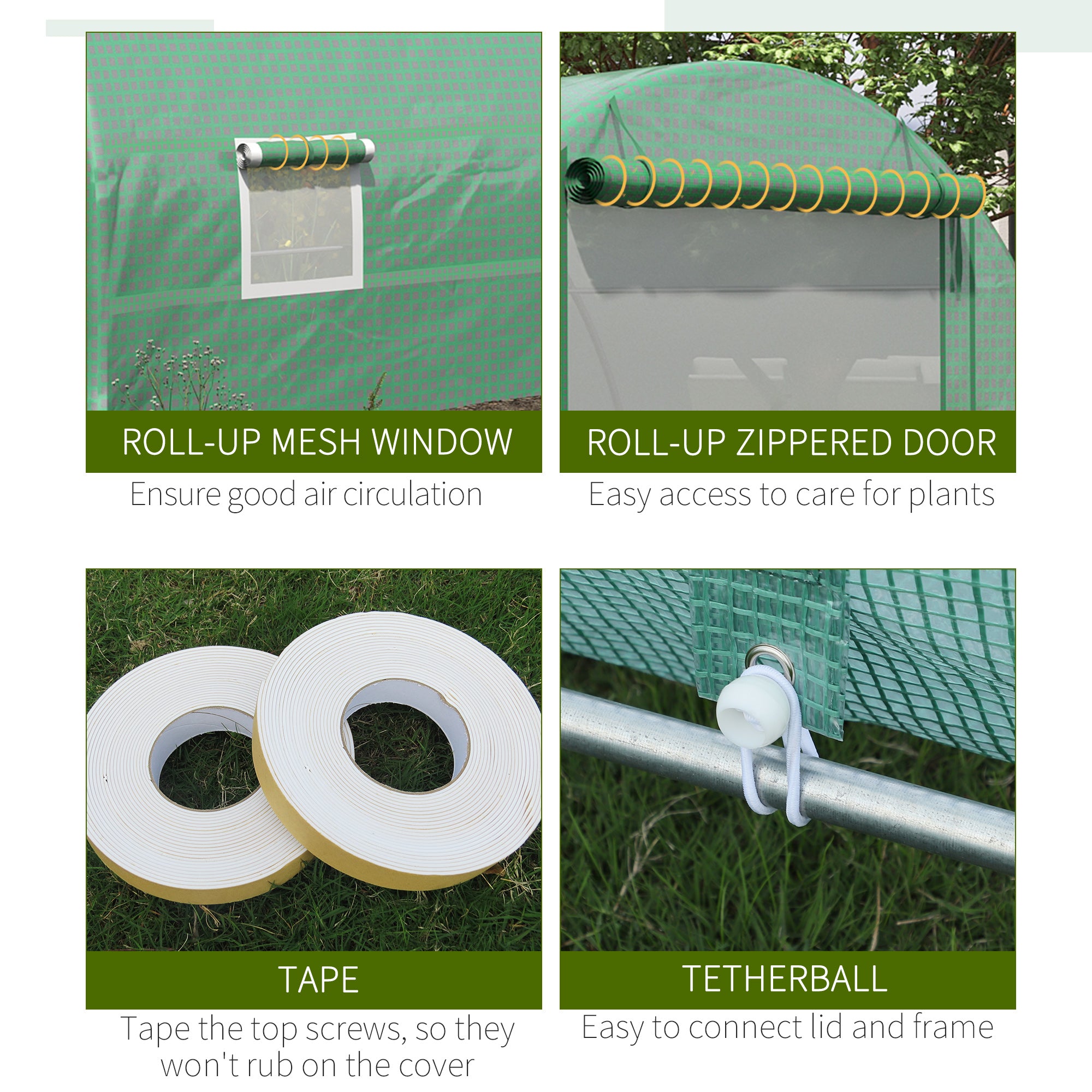 Steel Frame Walk-In Tunnel Greenhouse Garden Warm House Large Hot House Kit with Windows & Door, 19' x 10' x 7', Green