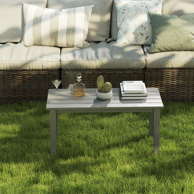 Rectangle Outdoor Coffee Table, HDPE All-Weather Outdoor Patio Table with Slatted Tabletop for Yard, Balcony