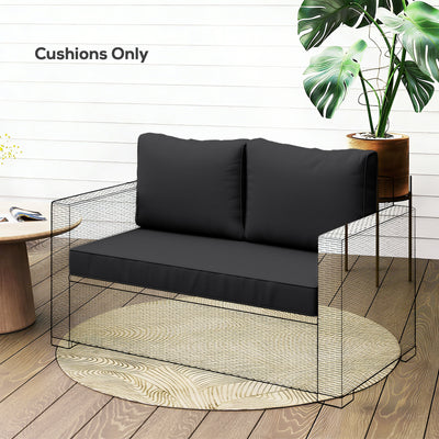 2 Seat Patio Furniture Cushions, Thick Outdoor Loveseat Cushion Set with Removable Cover, 46x26x5 in, Black