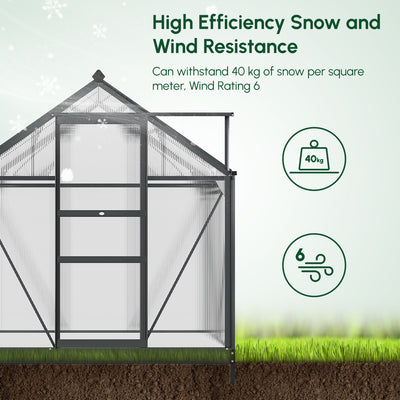 6' x 4' Greenhouse for Outdoors, Polycarbonate Greenhouse with Rain Gutter and Roof Vent, Aluminum Walk-in Green Houses for Outside for Patio Backyard Garden