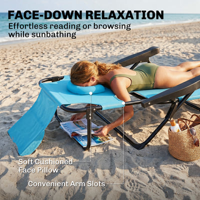 Folding Lounge Chair w/ Reclining Back