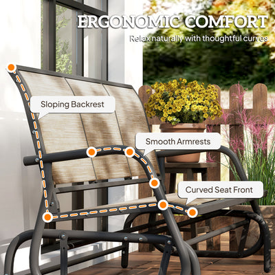 3-Person Outdoor Patio Glider Bench, Porch Glider Swing with 3 Seats, Breathable Mesh Fabric, Metal Frame