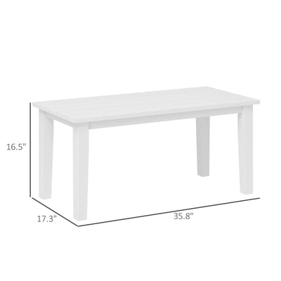 Rectangle Outdoor Coffee Table, HDPE All-Weather Outdoor Patio Table with Slatted Tabletop for Yard, Balcony