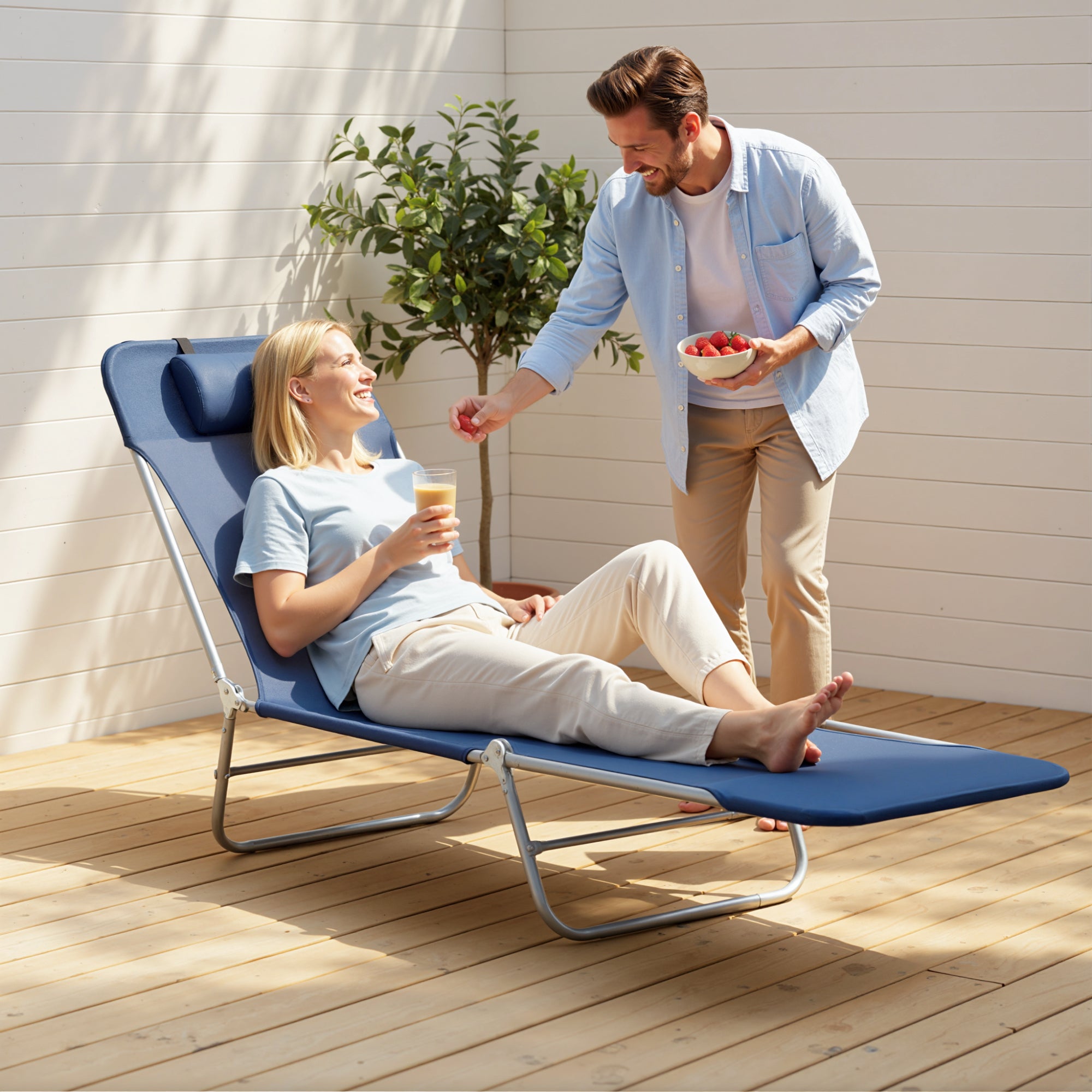 Folding Chaise Lounge Chair, Pool Sun Tanning Chair, Outdoor Lounge Chair with Reclining Back, Breathable Mesh Seat, Headrest for Beach, Yard, Patio