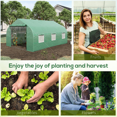 11.5' x 10' x 6.5' Outdoor Portable Walk-In Tunnel Greenhouse with Windows-Deep Green