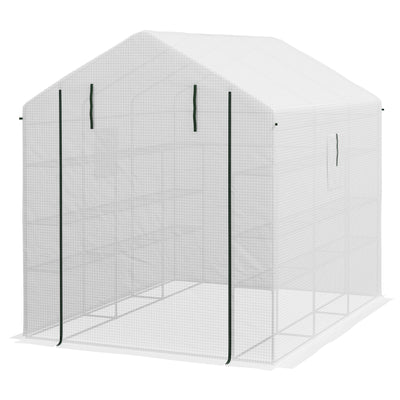 8' x 6' x 7' Temporary Greenhouse for Growing Flowers with Mesh Door & Windows