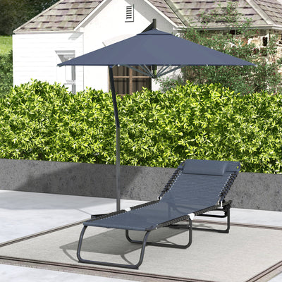 Foldable Chaise Lounge, 3-Position Reclining Back, Portable design and Breathable Mesh for Poolside, Camping, Hiking