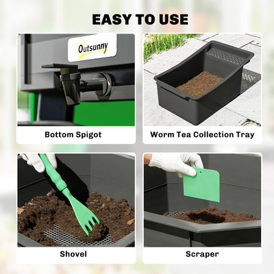4-Tray Worm Composter Bin, 7.4 Gal Outdoor & Indoor Worm Composter for Recycling Food Waste