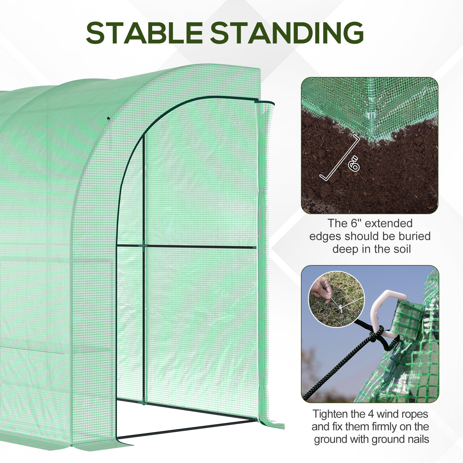 10' x 5' x 7' Outdoor Walk-In Greenhouse, Plant Nursery with Zippered Doors, PE Cover and 3 Wire Shelves