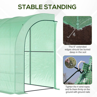 10' x 5' x 7' Outdoor Walk-In Greenhouse, Plant Nursery with Zippered Doors, PE Cover and 3 Wire Shelves