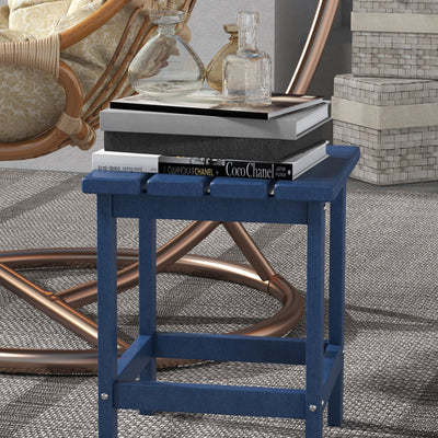 Adirondack Side Table, Square Patio End Table, Weather Resistant 15" Outdoor HDPE Table for Porch, Pool, Balcony