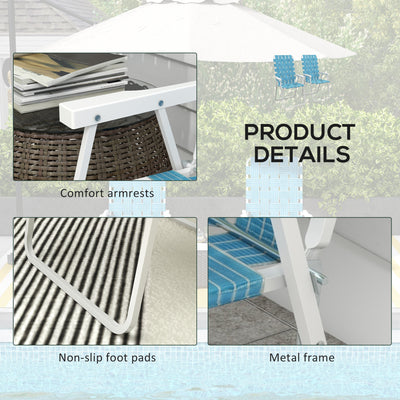 Set of 2 Patio Folding Chairs, Classic Outdoor Camping Chairs, Portable Lawn Chairs w/ Armrests