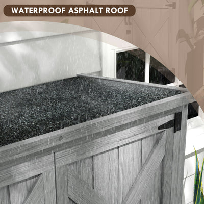 Wooden Outdoor Storage Cabinet Garden Shed with Waterproof Asphalt Roof and Lockable Doors