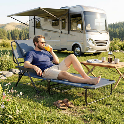 Folding Lounge Chair w/ Reclining Back