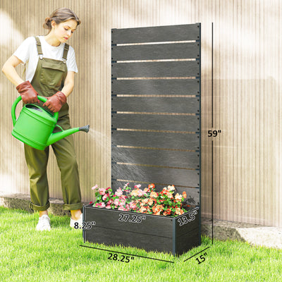 Trellis Planter for Climbing Plants, Raised Garden Bed with Trellis, Planter Box for Outdoor, 28.25" x 15" x 59"