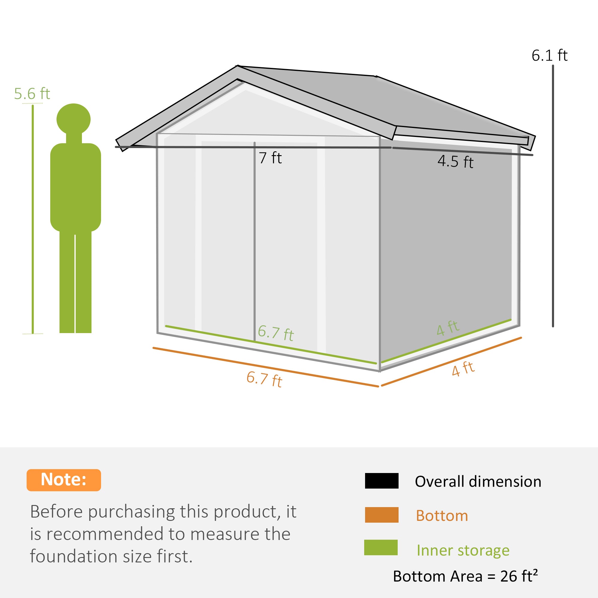 7' x 4' Outdoor Storage Shed, Garden Tool Metal Shed with Foundation Kit, Double Lockable Door, Air Vents and Sloping Roof, for Backyard, Patio, Lawn
