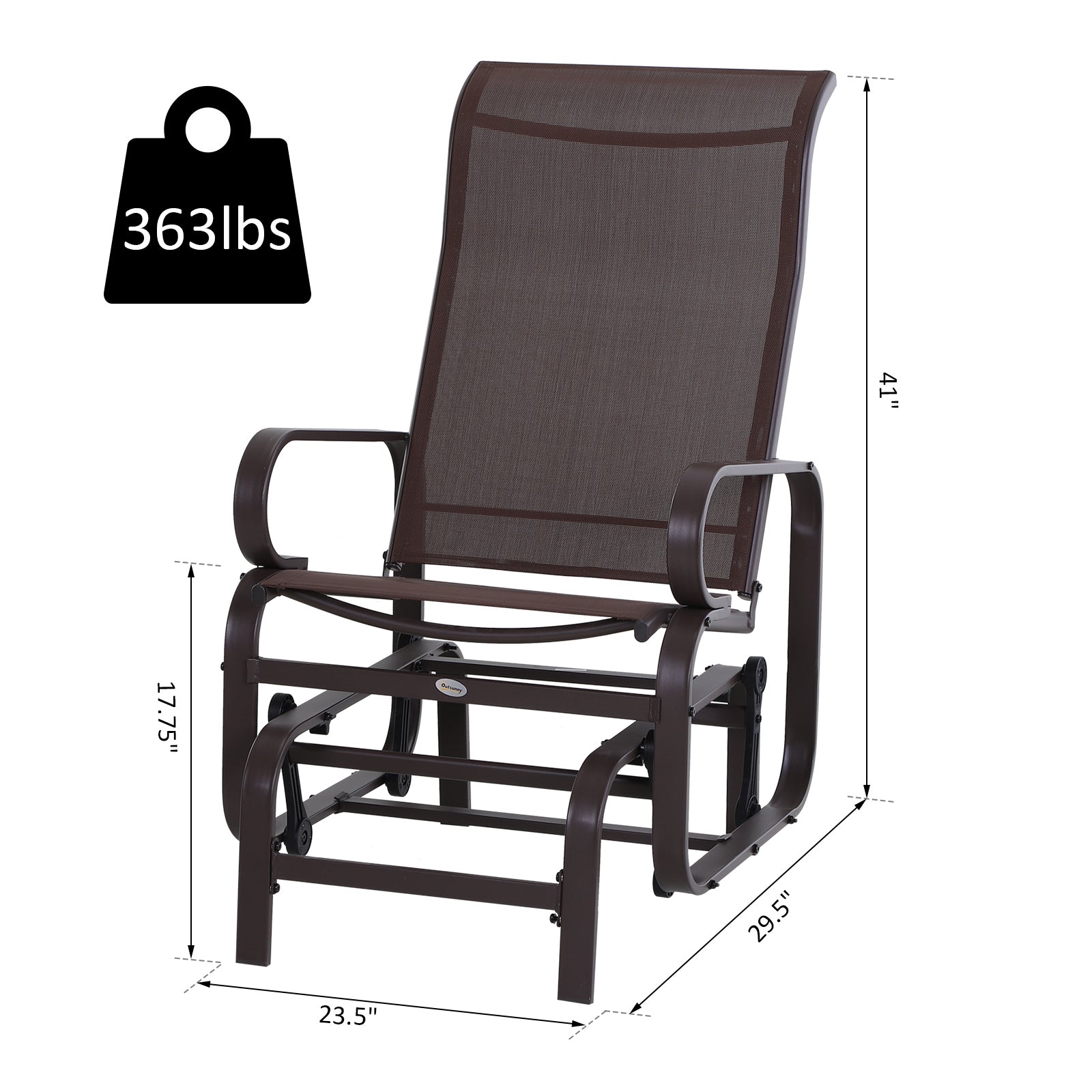 Outdoor Patio Glider Rocker, Metal High-Back Chair for Outdoor Use