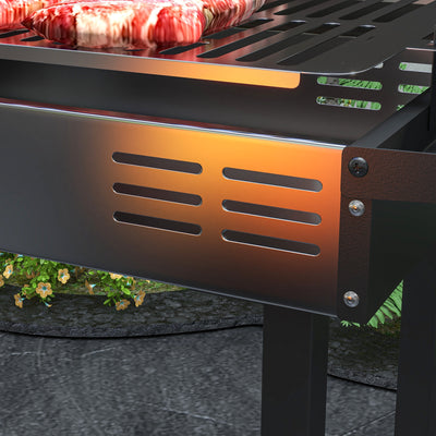 BBQ Rotisserie Grill Charcoal, Split Roaster for Chicken Turkey, 3-Level Grill Grate, Storage Shelves, Stainless Steel