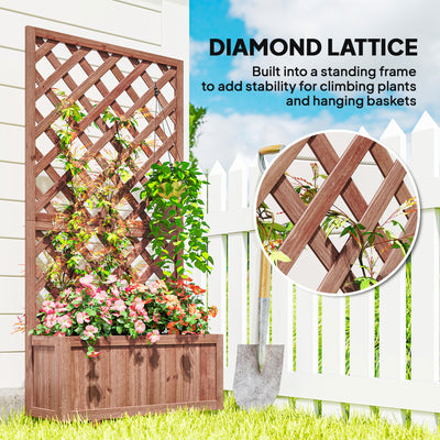 Wooden Raised Garden Bed, Raised Planter Box, Planter with Trellis for Climbing Plants Flowers