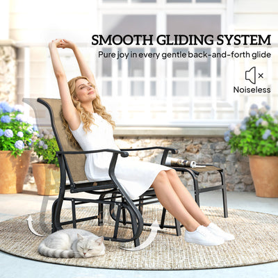 Outdoor Glider with Ottoman, Patio Glider Chair Set with High Back, Wide Seat for Porch, Garden, Backyard