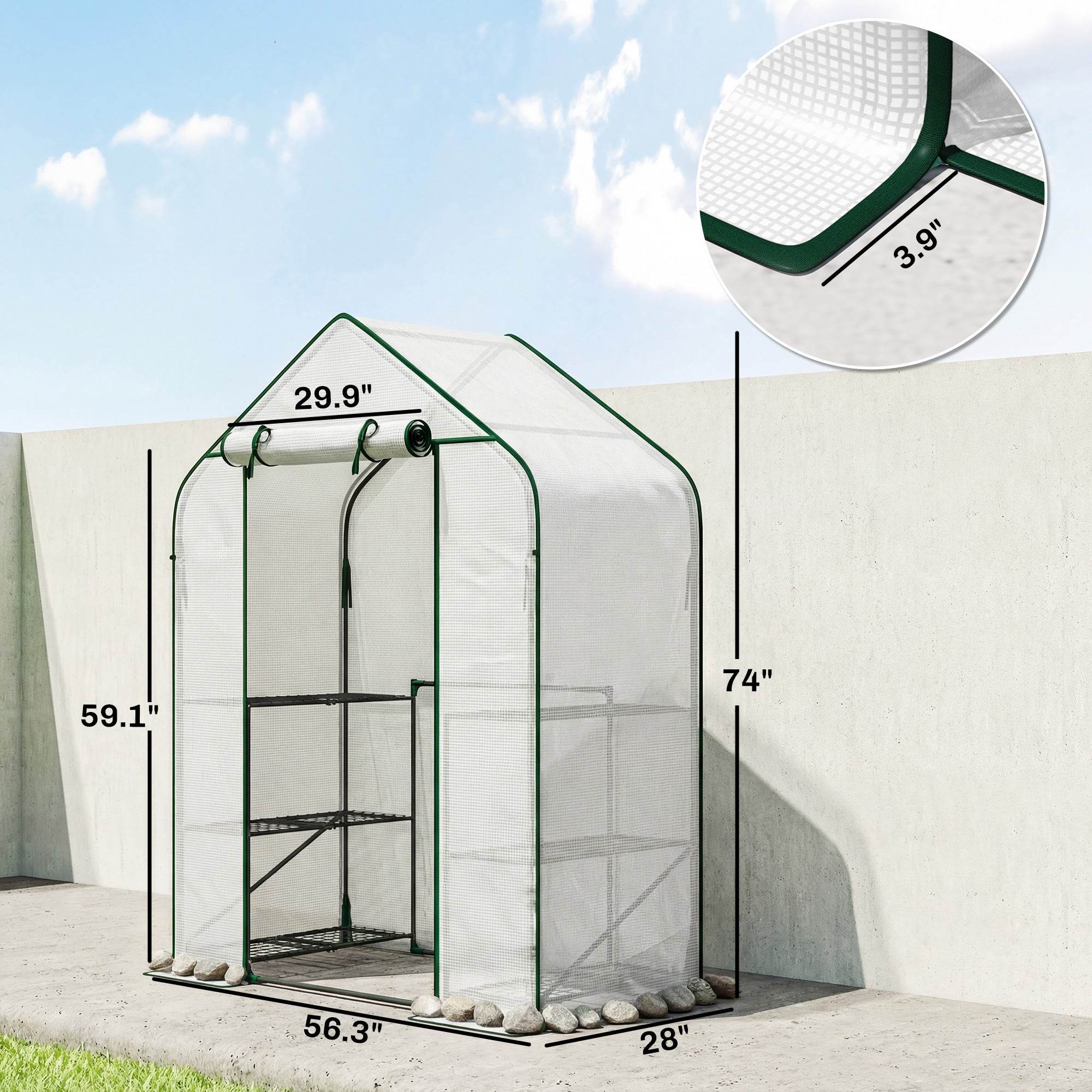 Greenhouse for Outdoors, Portable Greenhouse with 6 Shelves, UV-Resistant PE Cover, Roll-Up Door