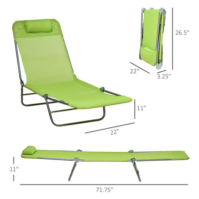 2 Piece Folding Chaise Lounge Chairs, Pool Sun Tanning Chairs with Reclining Back, Breathable Mesh Seat