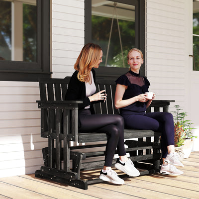 2-Person Patio Swing Glider Bench with Quick Drying Design and Wide Armrest, Wood Rocking Chair Loveseat for Backyard Garden Porch