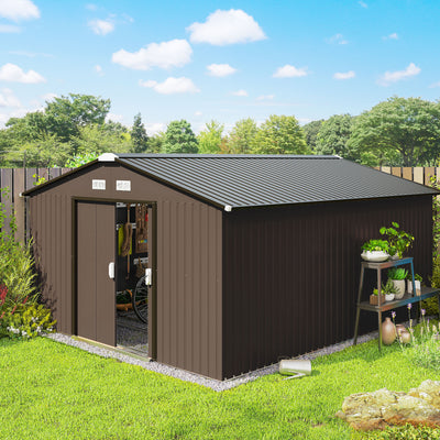 Garden Metal Shed, Storage Shed Utility Storage with Double Locking Doors for Bike, Yard Tools
