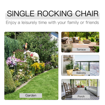 Wooden Porch Rocking Chair, Wood Double Adirondack, Rocker for Indoor or Outdoor with High Rise Slatted Back, Carbonized