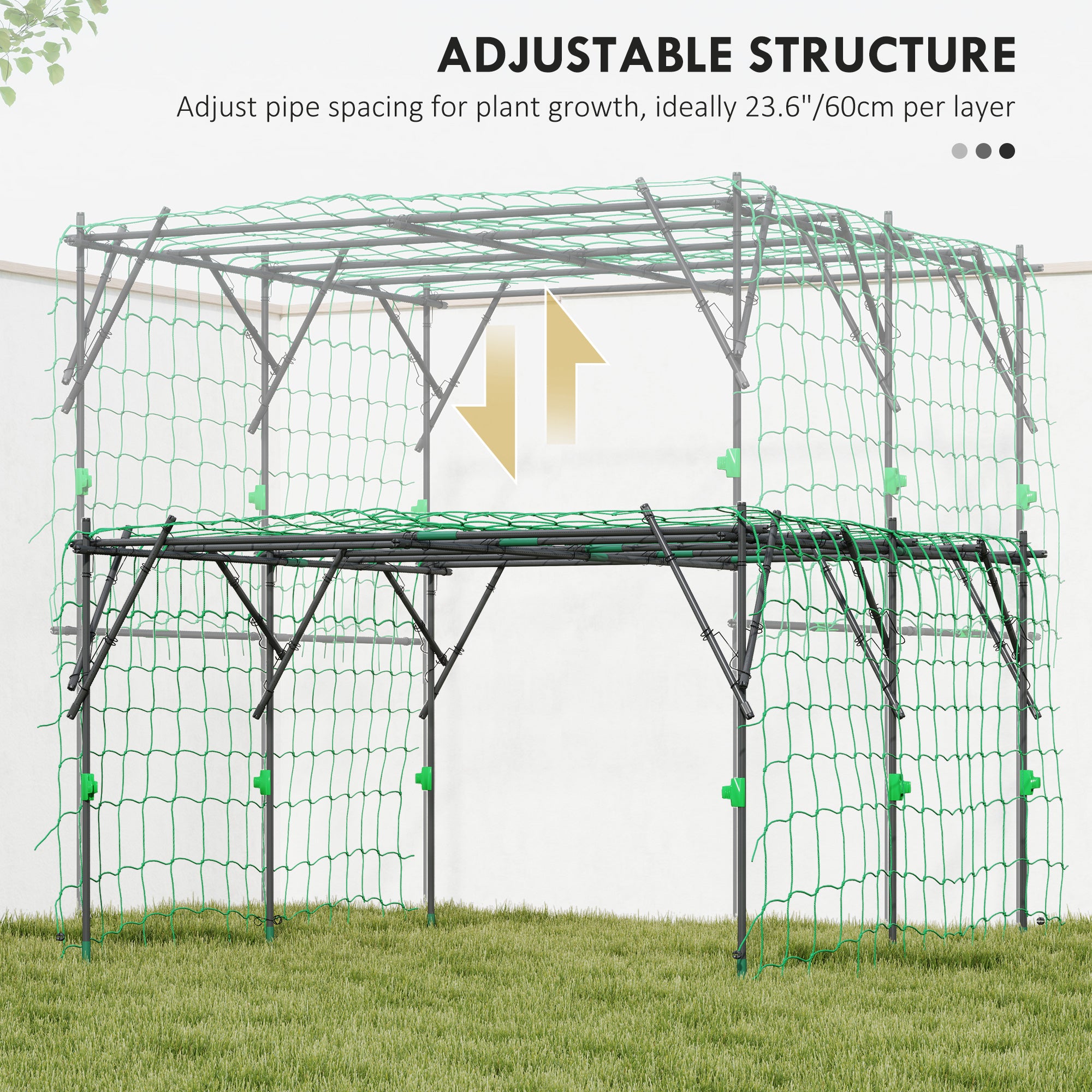 Garden Arch Trellis, 7.3 FT Tall Metal Plant Trellis Support with Climbing Net, Cucumber Trellis for Vegetables, Black