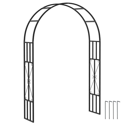 7.3ft Steel Garden Arch Trellis, Garden Arbor Trellis for Climbing Plants Roses Wisteria Vines, Flower Arch Wedding Arch Stand for Outdoor, Garden, Lawn, Backyard, Black