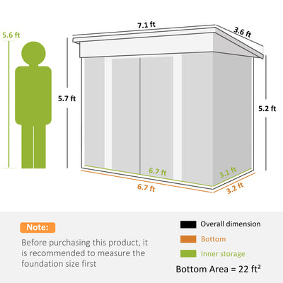 7' x 4' Metal Garden Shed, Backyard Tool Storage Shed with Dual Locking Doors, 2 Air Vents and Steel Frame, Light Gray