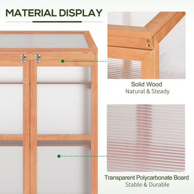 Wooden Cold Frame Greenhouse Small Mini Planter Box, 30" L x 24" W x 44" H