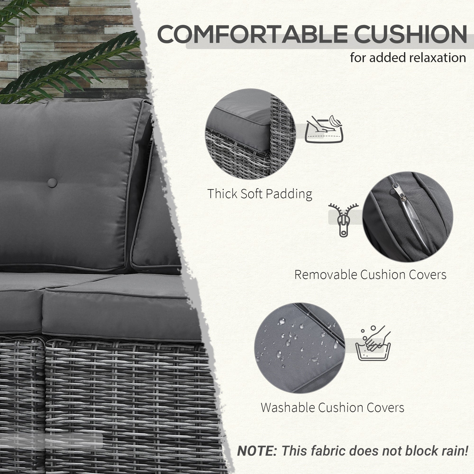 2 Piece Patio Wicker Corner Sofa Set, Outdoor PE Rattan Furniture, with Curved Armrests and Padded Cushions for Balcony, Garden, or Lawn