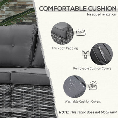 2 Piece Patio Wicker Corner Sofa Set, Outdoor PE Rattan Furniture, with Curved Armrests and Padded Cushions for Balcony, Garden, or Lawn