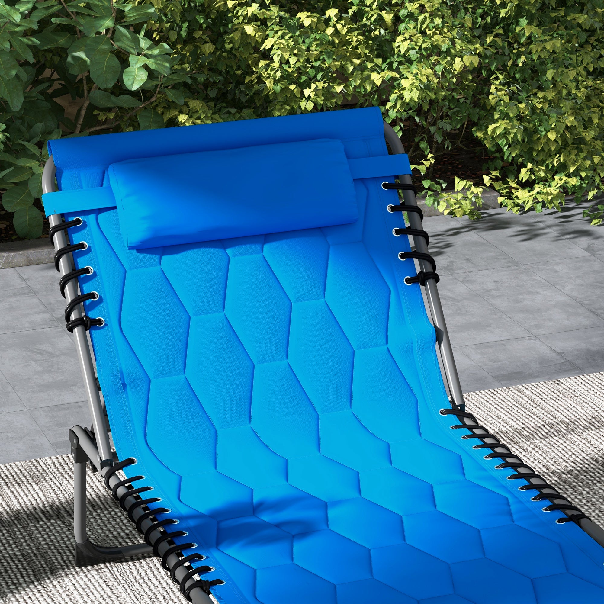 Folding Chaise Lounge Set with Reclining Back, 25.6" x 74" x 14.2"