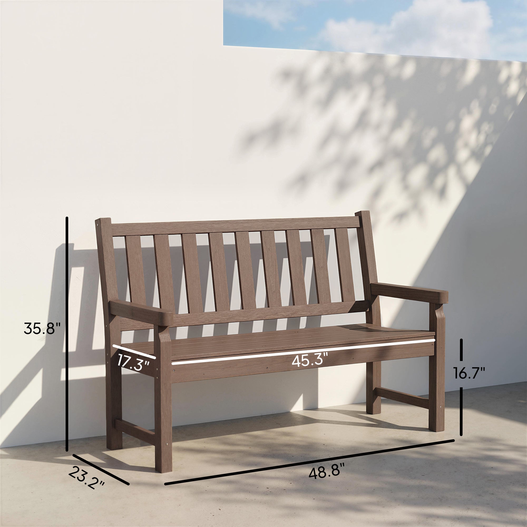 2-Person Garden Bench, HDPE Outdoor Bench with 530 lbs Capacity, Curved Seat for Backyard, Park, Porch, Lawn
