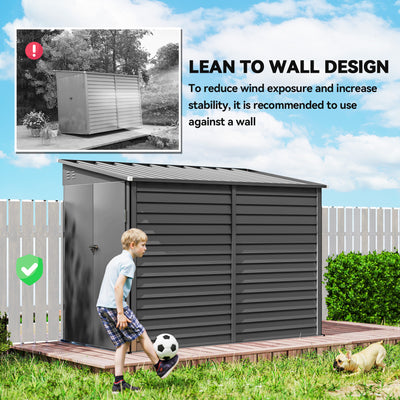 4.6' x 9' Outdoor Storage Shed, Lean to Metal Shed with Foundation Kit, Lockable Doors and Gloves for Patio, Lawn