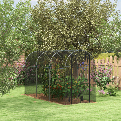 Galvanized Steel Crop Cage, Plant Protection Tent with Zippered Door, 4' x 12'