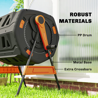 Compost Bin Outdoor, 53 Gal Dual Chamber Tumbling Composter with Adjustable Vents, BPA Free Tumbling Composter