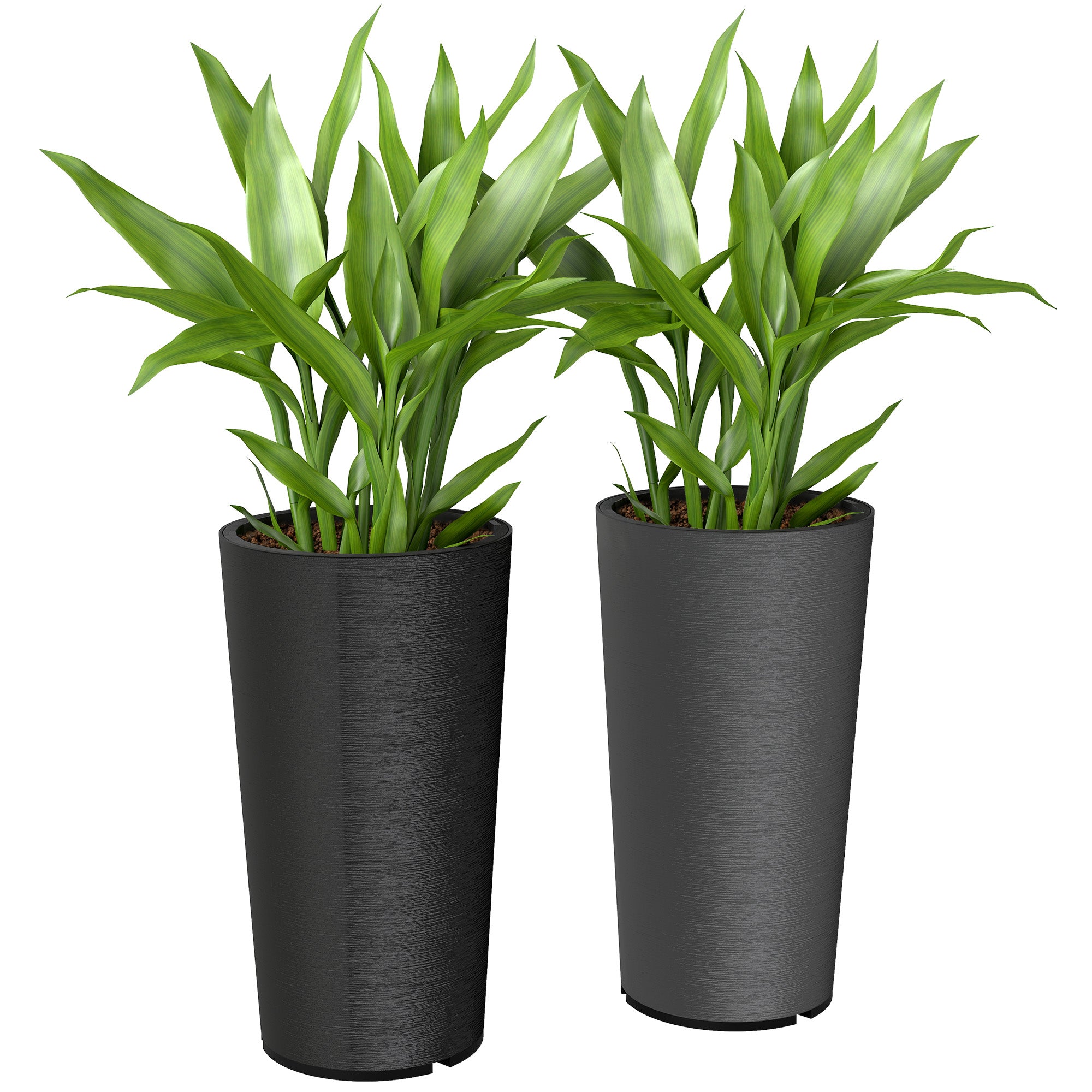 29 Inch Outdoor Planter, Set of 2 Plastic Flower Pots, Weather and UV Resistant Stackable Large Planters