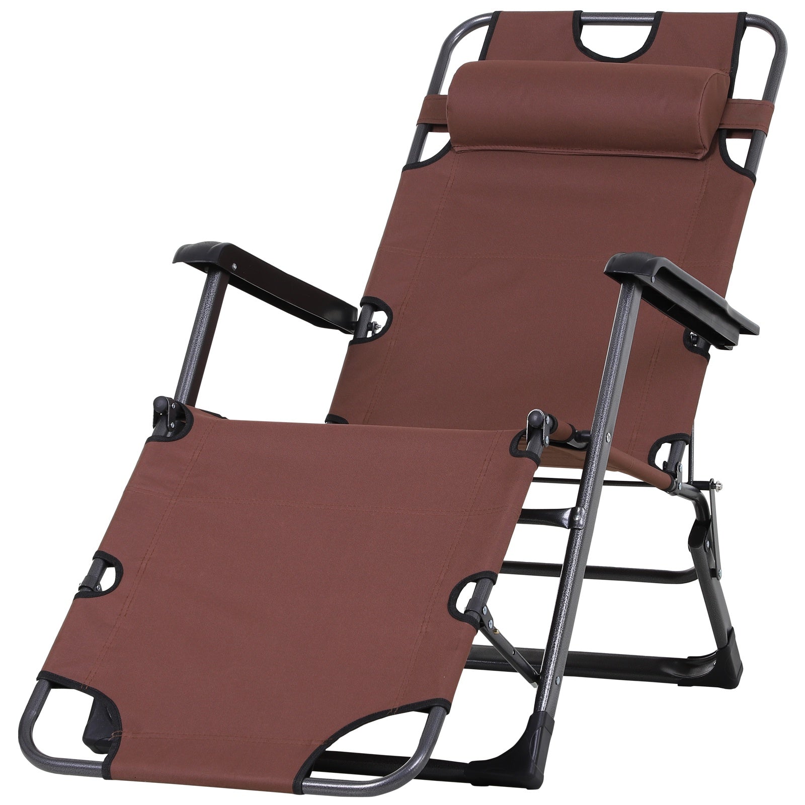 Oxford Fabric Metal Frame Outdoor Pool Sun Lounger Lounge Chair 120°/180°