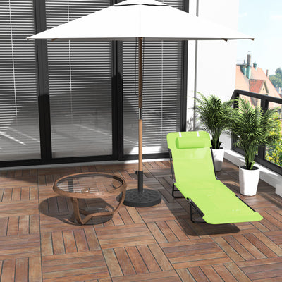 Folding Chaise Lounge Chair, Pool Sun Tanning Chair, Outdoor Lounge Chair with Reclining Back, Breathable Mesh Seat, Headrest for Beach, Yard, Patio
